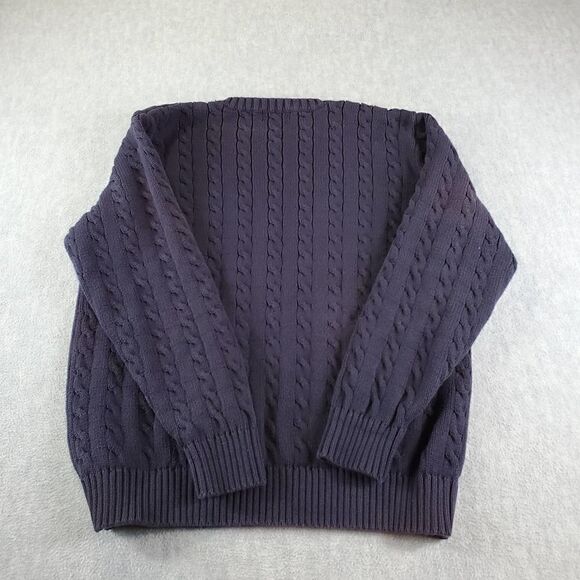 Lands End Sweater Mens XL Blue Cable Knit Pullover - Picture 5 of 8